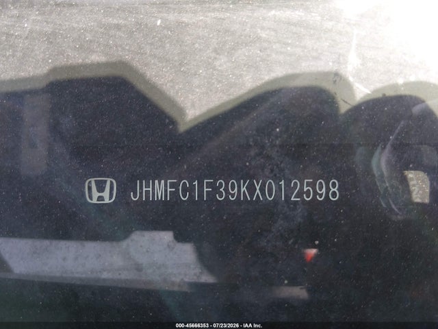 Продажа на аукционе авто 2019 Honda Civic Ex, vin: JHMFC1F39KX012598, номер лота: 45666353