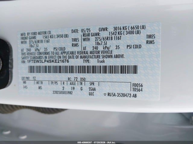 Ford F-150 Xlt 2025 1FTEW3LP4SKE21676 Image 9