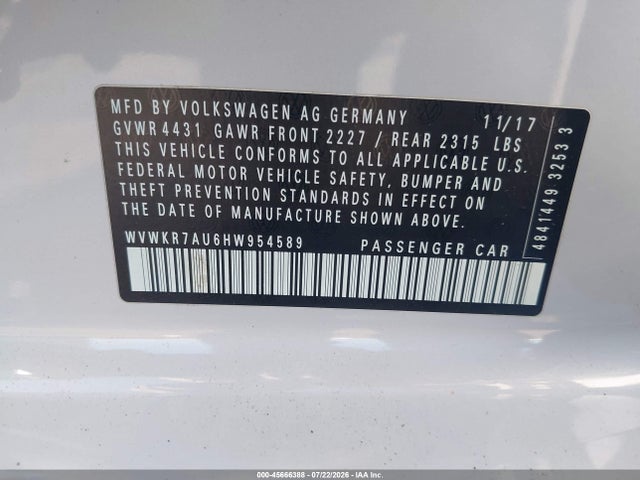 Volkswagen E-golf Se 2017 WVWKR7AU6HW954589 Image 9