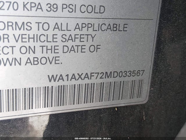 WA1AXAF72MD033567 Audi Q7 Premium 55 Tfsi Quattro Tiptronic