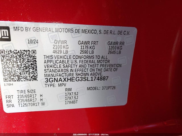 3GNAXHEG3SL174887 Chevrolet Equinox Fwd Lt