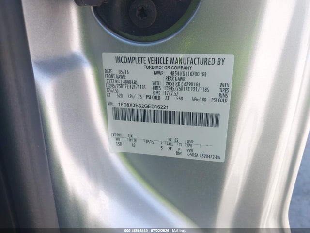 Ford F-350 Xl 2016 1FD8X3B62GED16221 Image 9