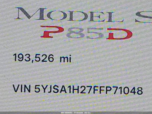 45666463 :رقم المزاد ، 5YJSA1H27FFP71048 vin ، 2015 Tesla Model S 70d/85d/p85d مزاد بيع