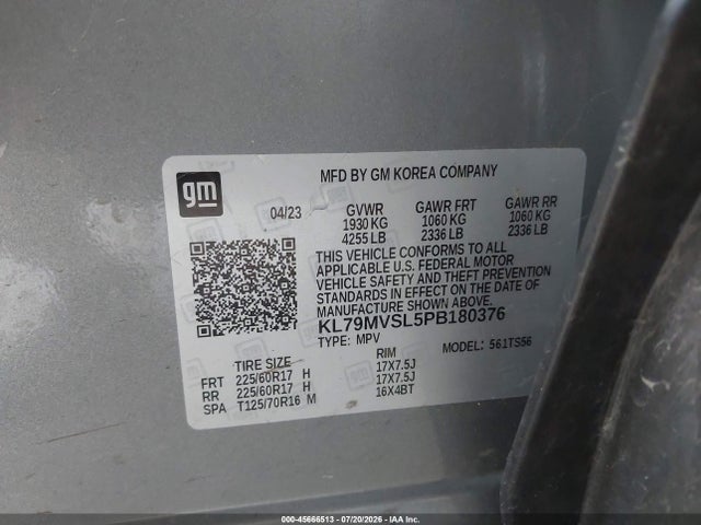 Продаж на аукціоні авто 2023 Chevrolet Trailblazer Fwd Activ, vin: KL79MVSL5PB180376, номер лоту: 45666513