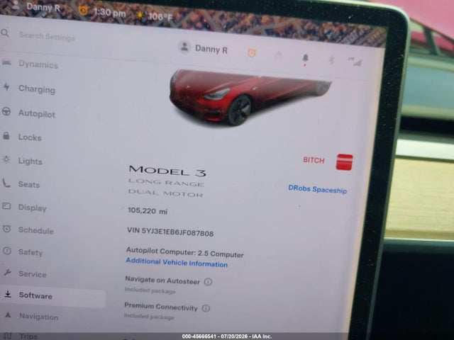 5YJ3E1EB6JF087808 Tesla Model 3 Long Range/performance
