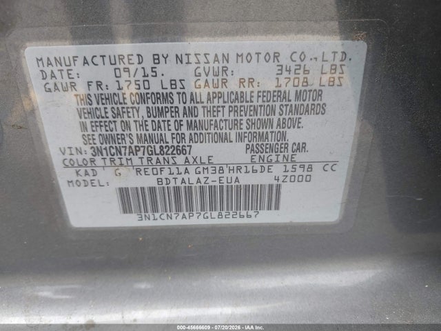 Nissan Versa 1.6 S+ 2016 3N1CN7AP7GL822667 Image 9