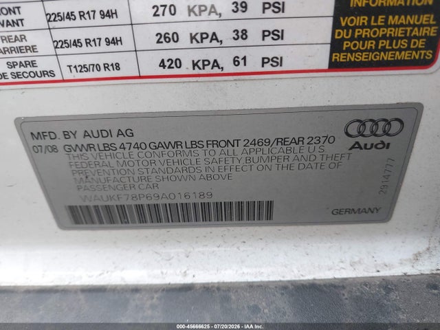 Продажа на аукционе авто 2009 Audi A3 2.0t, vin: WAUKF78P69A016189, номер лота: 45666625