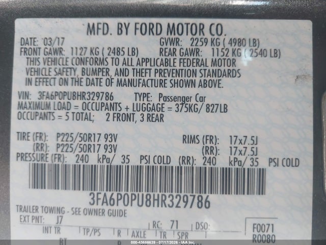 3FA6P0PU8HR329786 Ford Fusion Energi Se Luxury