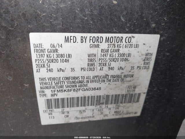 Ford Explorer Limited 2015 1FM5K8F82FGA03845 Image 9