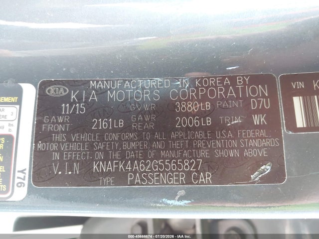 Продаж на аукціоні авто 2016 Kia Forte Lx, vin: KNAFK4A62G5565827, номер лоту: 45666674