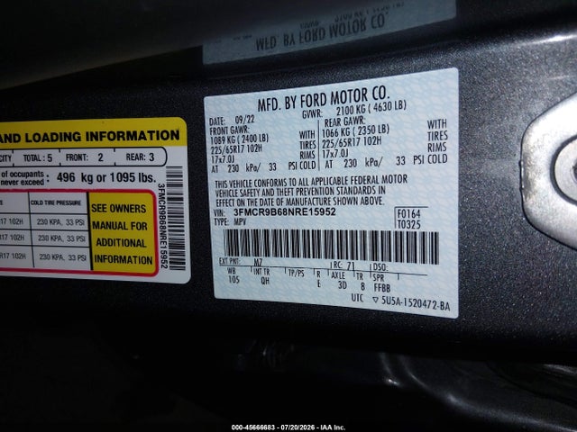 3FMCR9B68NRE15952 Ford Bronco Sport Big Bend