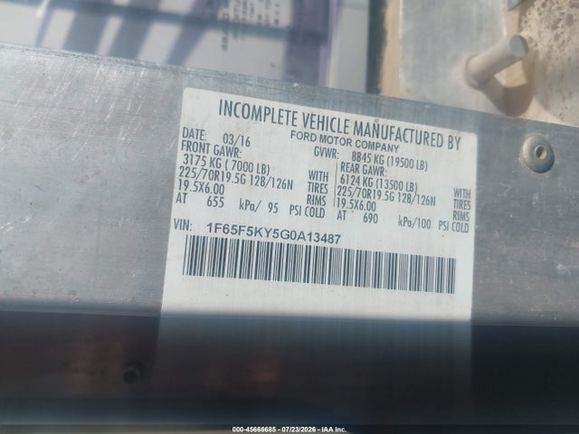 Ford F-59 Commercial Stripped 2016 1F65F5KY5G0A13487 Image 8