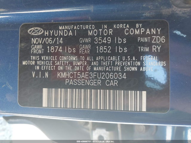 Hyundai ACCENT GS 2015 KMHCT5AE3FU206034 Image 9
