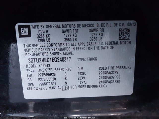 GMC Sierra 1500 Slt 2014 3GTU2VEC1EG240317 Image 9