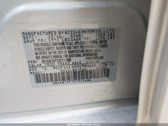 Nissan SENTRA S 2017 3N1AB7AP7HY211686 Image 9