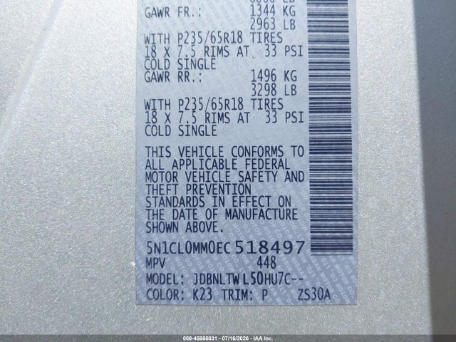 5N1CL0MM0EC518497 Infiniti Qx60 Hybrid