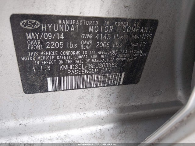 45666886 :رقم المزاد ، KMHD35LH8EU203382 vin ، 2014 Hyundai Elantra Gt مزاد بيع