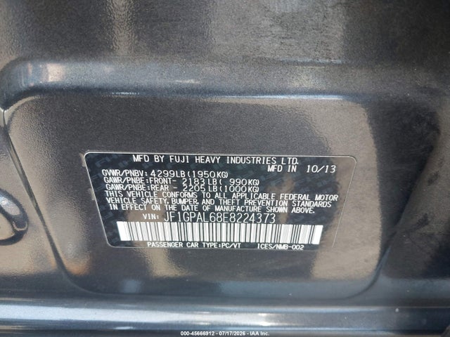 JF1GPAL68E8224373 Subaru Impreza 2.0i Sport Premium