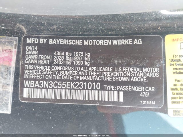 Aukcja sprzedaży 2014 Bmw 428i, vin: WBA3N3C55EK231010, numer aukcji: 45666937