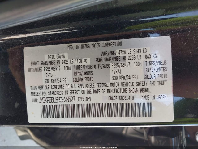 Aukcja sprzedaży 2024 Mazda Cx-5 2.5 S Select, vin: JM3KFBBL6R0528527, numer aukcji: 45666953
