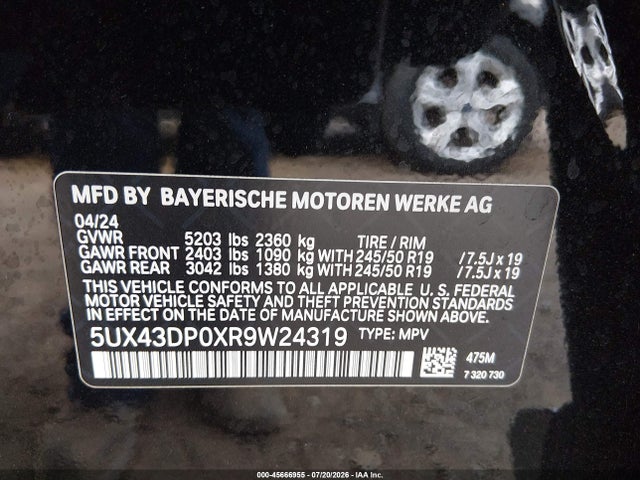 BMW X3 Sdrive30i 2024 5UX43DP0XR9W24319 Image 9