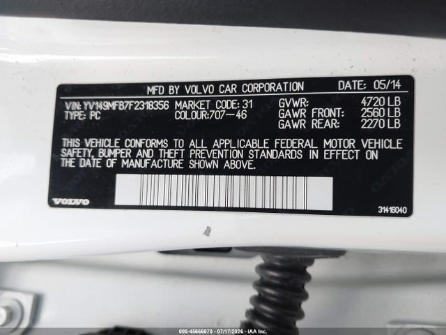 Volvo S60 T6 2015 YV149MFB7F2318356 Image 9