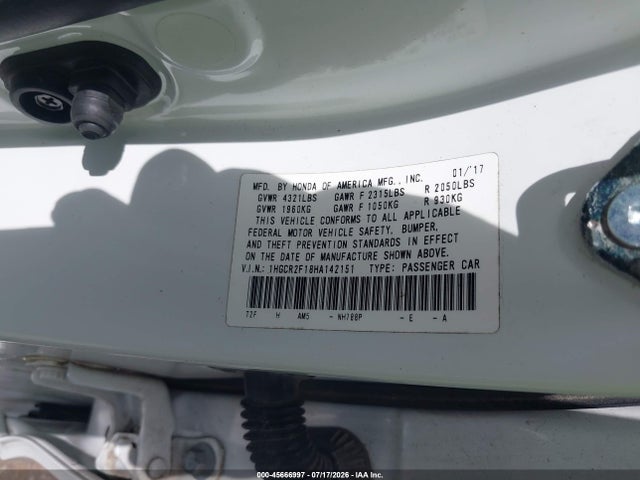 Aukcja sprzedaży 2017 Honda Accord Sport Se, vin: 1HGCR2F18HA142151, numer aukcji: 45666997