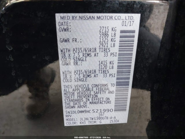 5N1DL0MM9HC521990 Infiniti QX60