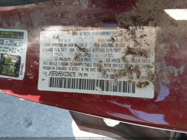 45667086 :رقم المزاد ، JM3ER2W56A0334276 vin ، 2010 Mazda Cx-7 I Sv مزاد بيع