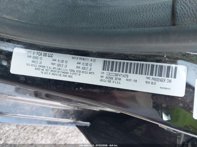 Aukcja sprzedaży 2015 Chrysler 200 C, vin: 1C3CCCCB8FN714378, numer aukcji: 45667113