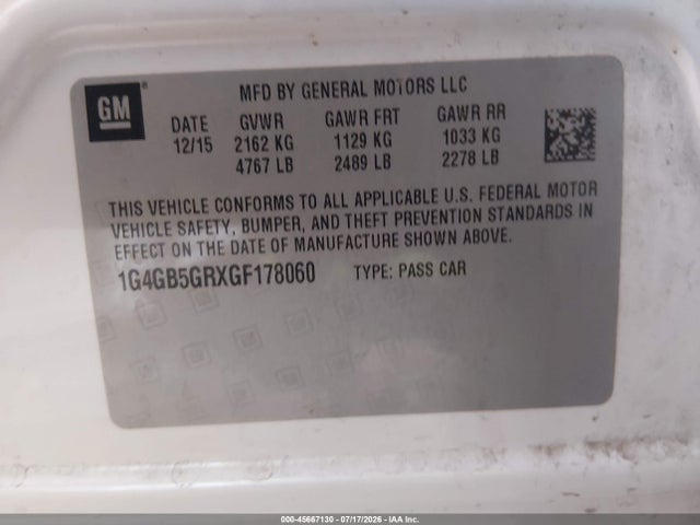Buick Lacrosse Leather 2016 1G4GB5GRXGF178060 Image 9