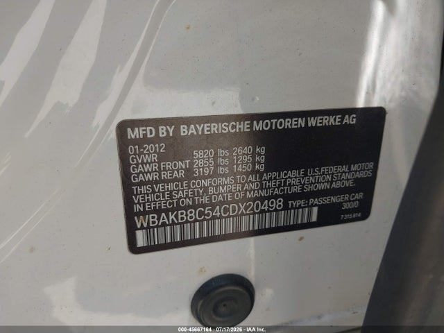 Продажа на аукционе авто 2012 Bmw 750li, vin: WBAKB8C54CDX20498, номер лота: 45667164