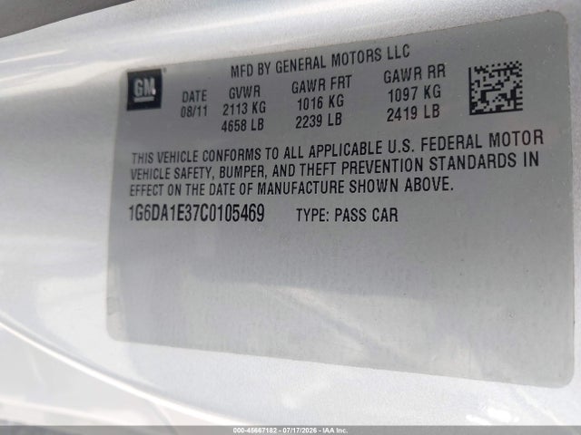 Aukcja sprzedaży 2012 Cadillac Cts Standard, vin: 1G6DA1E37C0105469, numer aukcji: 45667182