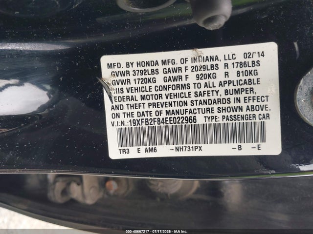 Honda CIVIC EX 2014 19XFB2F84EE022966 Image 9