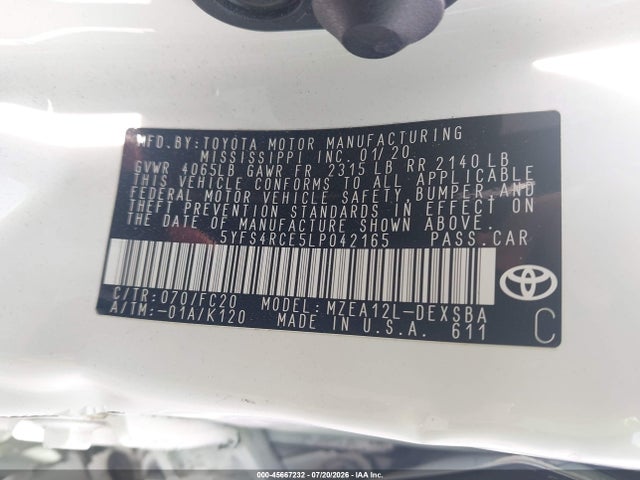 Toyota COROLLA SE 2020 5YFS4RCE5LP042165 Image 9