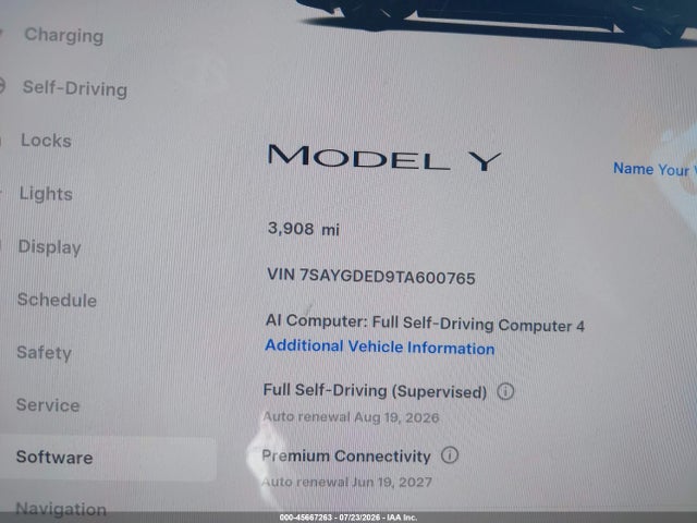 Продаж на аукціоні авто 2026 Tesla Model Y Premium Rear-wheel Drive/rear-wheel Drive, vin: 7SAYGDED9TA600765, номер лоту: 45667263