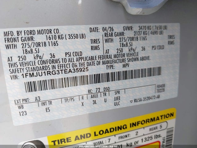 Ford Expedition Tremor 2026 1FMJU1RG3TEA35925 Image 9