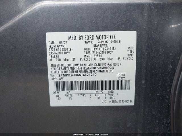 Ford EDGE SEL 2022 2FMPK4J96NBA21210 Image 9