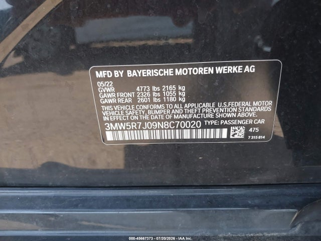 3MW5R7J09N8C70020 BMW 330i Xdrive