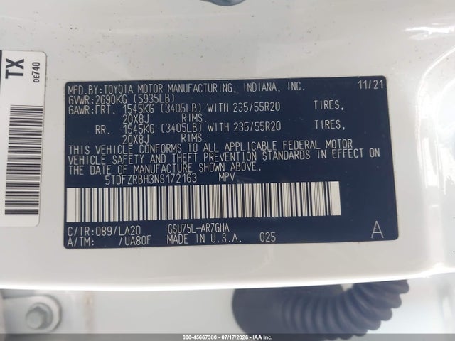 Toyota Highlander Platinum 2022 5TDFZRBH3NS172163 Image 9