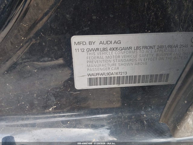 Aukcja sprzedaży 2013 Audi A4 2.0t Premium, vin: WAUFFAFL9DA167213, numer aukcji: 45667406