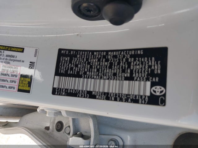 2021 Toyota Corolla Le მანქანა იყიდება აუქციონზე, vin: 5YFEPMAE3MP203060, აუქციონის ნომერი: 45667453