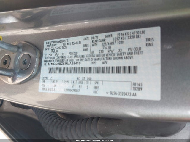 1FMCU9BZ5MUA58410 Ford Escape Se Hybrid