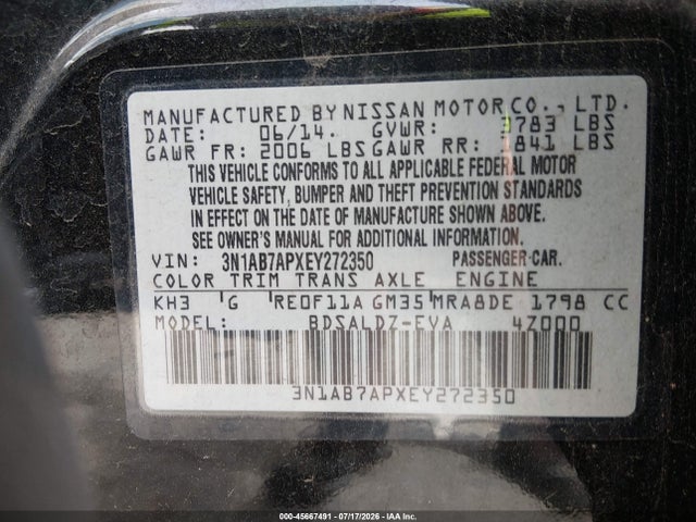 Nissan SENTRA SV 2014 3N1AB7APXEY272350 Image 9