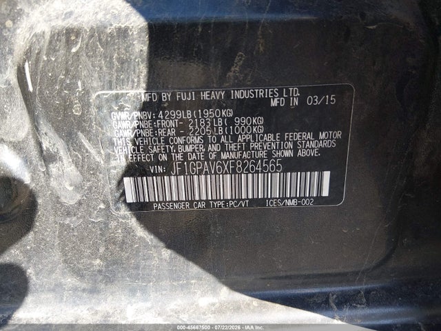 JF1GPAV6XF8264565 Subaru Impreza 2.0i Sport Limited