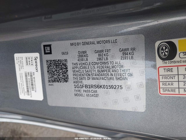 Chevrolet Camaro 1lt 2019 1G1FB1RS6K0159275 Image 9
