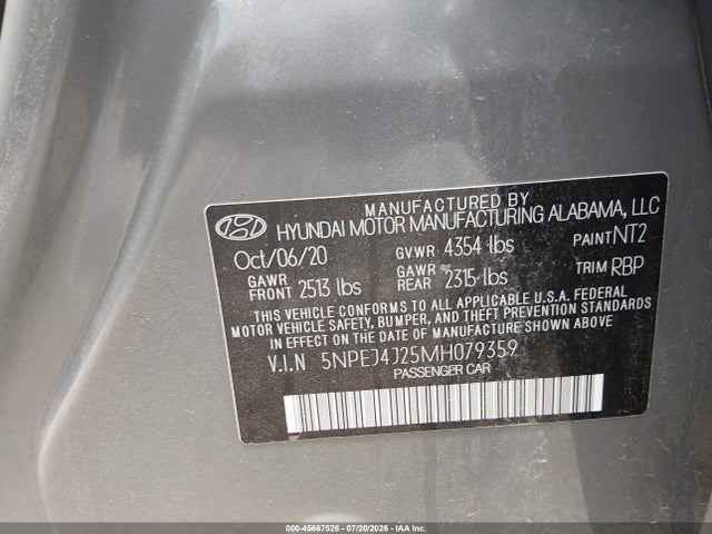 Hyundai Sonata Sel Plus 2021 5NPEJ4J25MH079359 Image 9