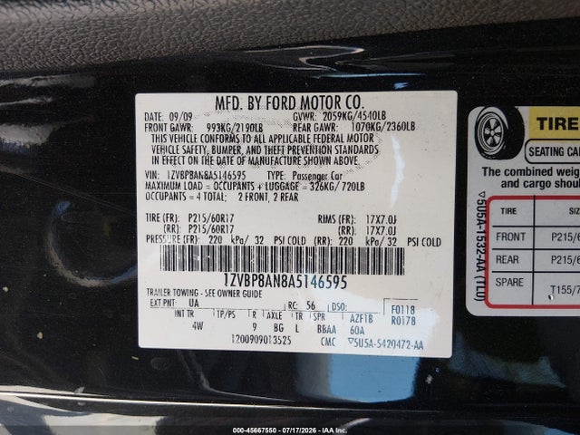 Продаж на аукціоні авто 2010 Ford Mustang V6/v6 Premium, vin: 1ZVBP8AN8A5146595, номер лоту: 45667550