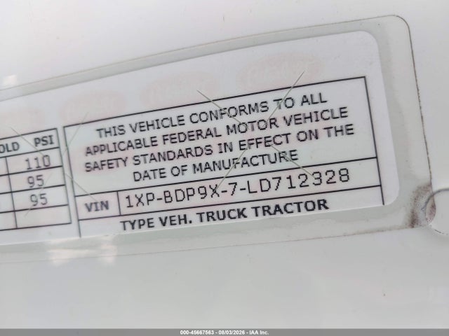 Продажа на аукционе авто 2020 Peterbilt 579, vin: 1XPBDP9X7LD712328, номер лота: 45667563
