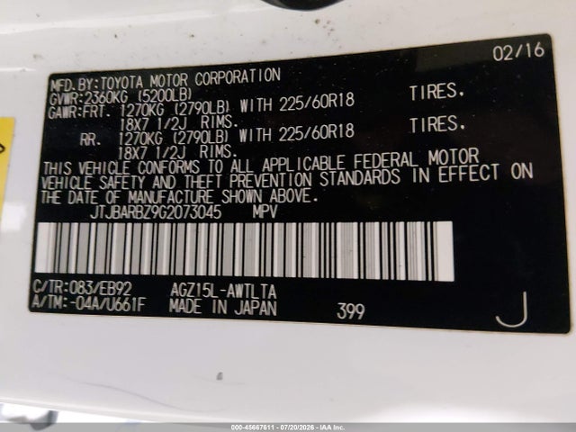JTJBARBZ9G2073045 Lexus Nx 200t F Sport